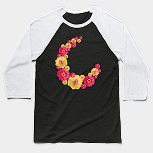 pink yellow zinnia, zinnias, flowers, blooms Baseball T-Shirt